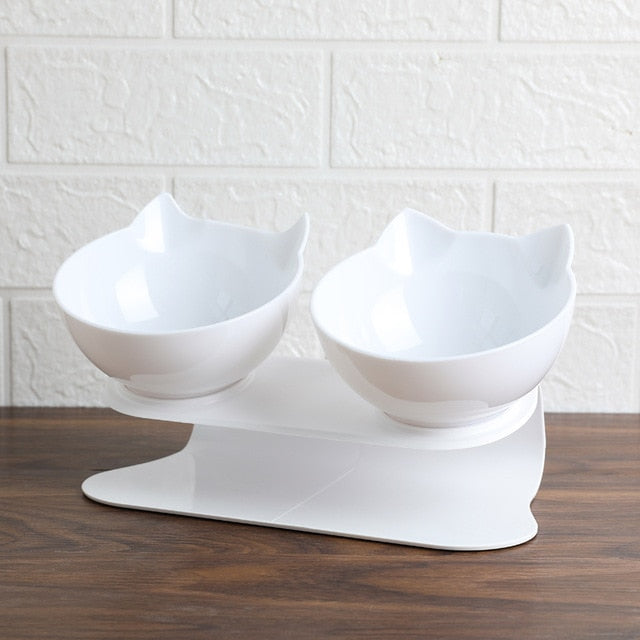 Explosive Cat Double Bowl Cat Bowl Dog Bowl Transparent AS Material Non-slip Food Bowl With Protection Cervical Transparent Cat - Cookinero