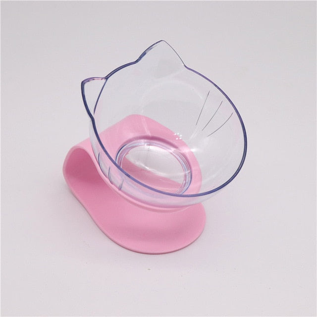 Explosive Cat Double Bowl Cat Bowl Dog Bowl Transparent AS Material Non-slip Food Bowl With Protection Cervical Transparent Cat - Cookinero