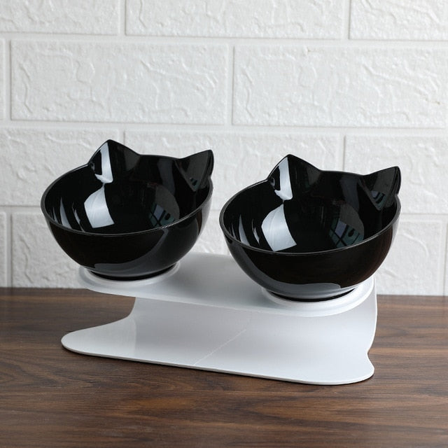 Explosive Cat Double Bowl Cat Bowl Dog Bowl Transparent AS Material Non-slip Food Bowl With Protection Cervical Transparent Cat - Cookinero