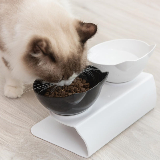 Explosive Cat Double Bowl Cat Bowl Dog Bowl Transparent AS Material Non-slip Food Bowl With Protection Cervical Transparent Cat - Cookinero