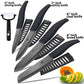 Ceramic Knife 3 4 5 inch + 6 inch Kitchen Knives Serrated Bread Set +Peeler Zirconia Black Blade Fruit Chef Knife Vege Cook Tool - Cookinero