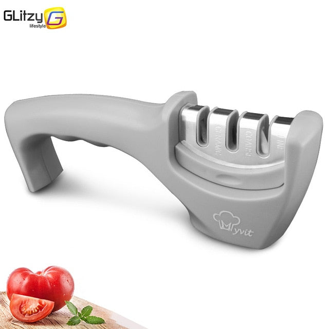 Knife Sharpener 3 Stages Professional Kitchen Sharpening Stone Grinder knives Whetstone Tungsten Diamond Ceramic Sharpener Tool - Cookinero