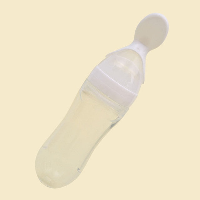 90ML Lovely Safety Infant Baby Silicone Feeding With Spoon Feeder Food Rice Cereal Bottle For Best Gift - Cookinero