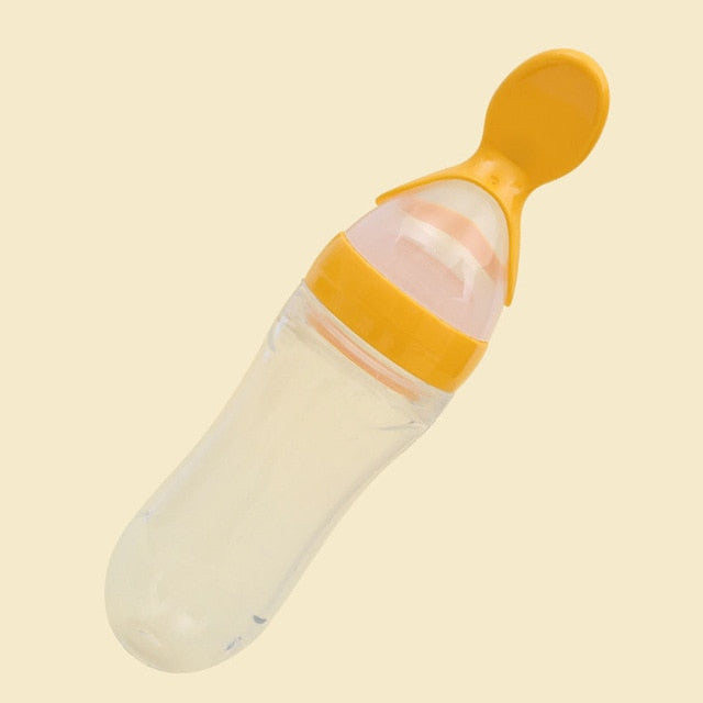 90ML Lovely Safety Infant Baby Silicone Feeding With Spoon Feeder Food Rice Cereal Bottle For Best Gift - Cookinero