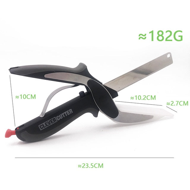 Stainless Steel Kitchen Scissors 2 in 1 Cutting Board Chopper Clever Fruit Vegetable Multifunctional Cutter Drop shipping - Cookinero