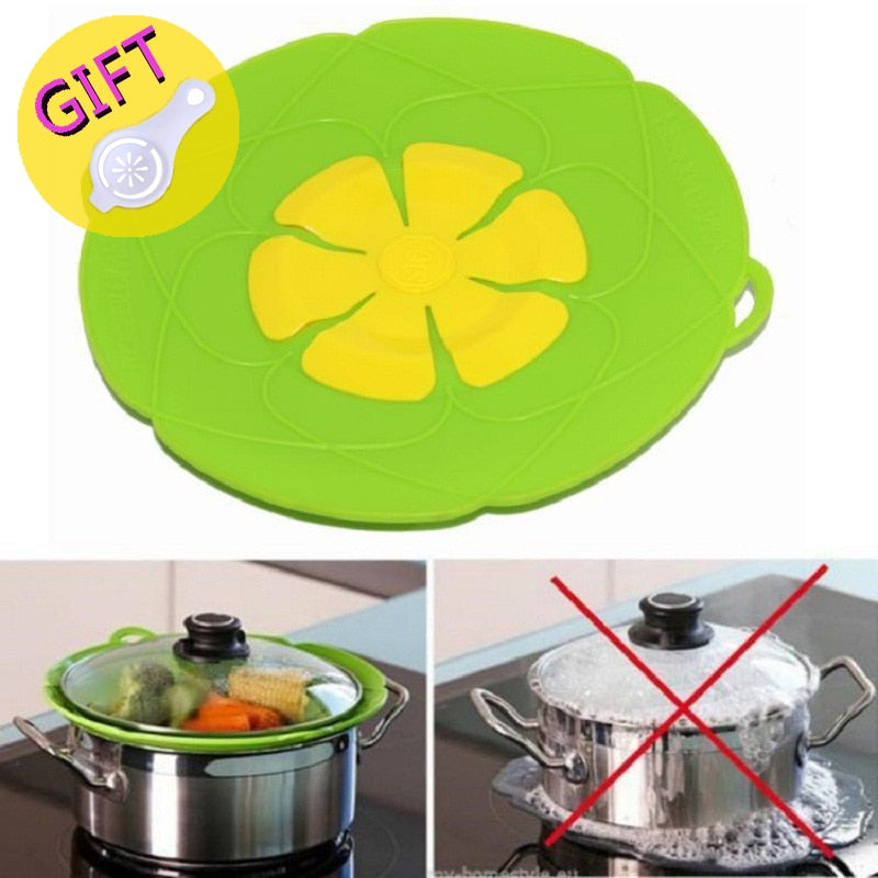Silicone lid Spill Stopper Cover For Pot Pan Kitchen Accessories Cooking Tools Flower Cookware Home Kitchen Accessories Gadgets - Cookinero