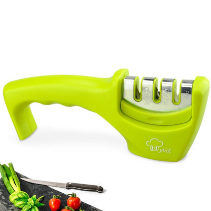 Knife Sharpener 3 Stages ( Tungsten Diamond & Ceramic ) Steel Whetstone Kitchen Knives Sharpening Grindstone Grinder Stone Tools - Cookinero