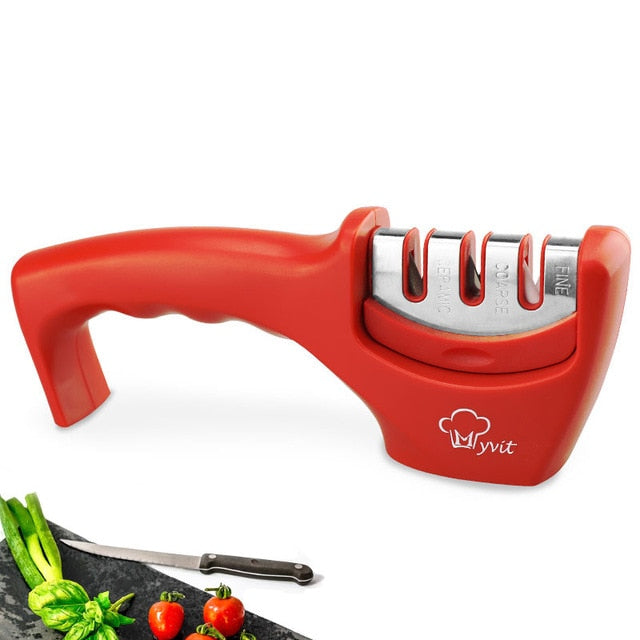Knife Sharpener 3 Stages ( Tungsten Diamond & Ceramic ) Steel Whetstone Kitchen Knives Sharpening Grindstone Grinder Stone Tools - Cookinero