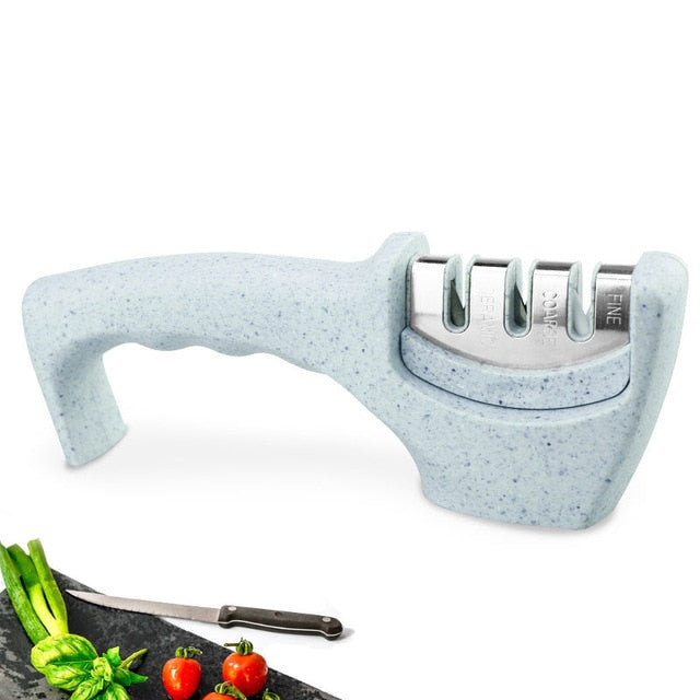 Knife Sharpener 3 Stages ( Tungsten Diamond & Ceramic ) Steel Whetstone Kitchen Knives Sharpening Grindstone Grinder Stone Tools - Cookinero
