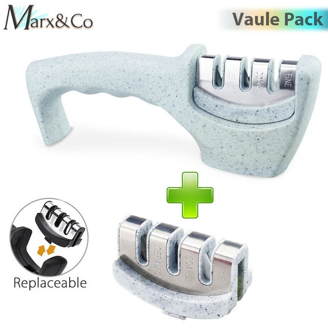 Knife Sharpener 3 Stages ( Tungsten Diamond & Ceramic ) Steel Whetstone Kitchen Knives Sharpening Grindstone Grinder Stone Tools - Cookinero