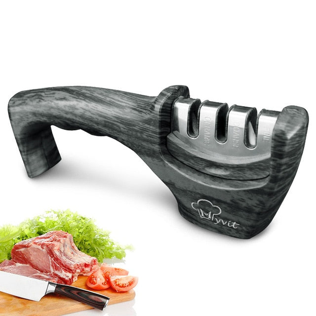 Knife Sharpener 3 Stages ( Tungsten Diamond & Ceramic ) Steel Whetstone Kitchen Knives Sharpening Grindstone Grinder Stone Tools - Cookinero