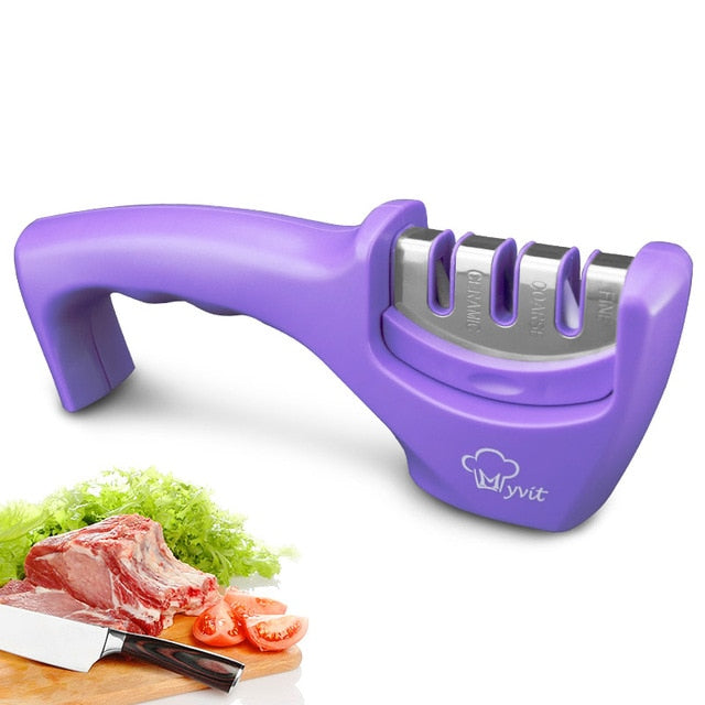 Knife Sharpener 3 Stages ( Tungsten Diamond & Ceramic ) Steel Whetstone Kitchen Knives Sharpening Grindstone Grinder Stone Tools - Cookinero