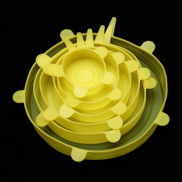 WORTHBUY 6 Pcs/Set Food Silicone Cover Universal Silicone Lids For Cookware Bowl Pot Reusable Stretch Lids Kitchen Accessories - Cookinero