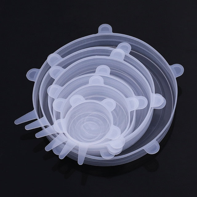 WORTHBUY 6 Pcs/Set Food Silicone Cover Universal Silicone Lids For Cookware Bowl Pot Reusable Stretch Lids Kitchen Accessories - Cookinero