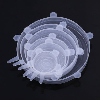 WORTHBUY 6 Pcs/Set Food Silicone Cover Universal Silicone Lids For Cookware Bowl Pot Reusable Stretch Lids Kitchen Accessories - Cookinero