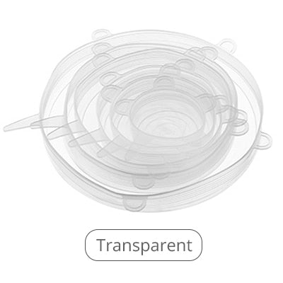 6pcs Silicone Cover Stretch Lids Reusable Airtight Food Wrap Covers Keeping Fresh Seal Bowl Stretchy Wrap Cover Kitchen Cookware - Cookinero