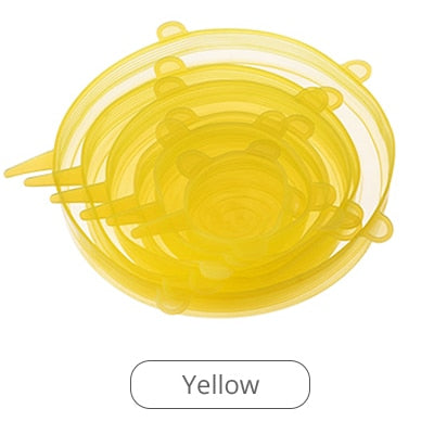 6pcs Silicone Cover Stretch Lids Reusable Airtight Food Wrap Covers Keeping Fresh Seal Bowl Stretchy Wrap Cover Kitchen Cookware - Cookinero