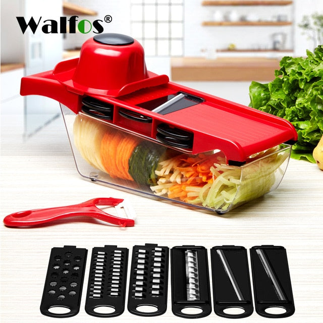 WALFOS Magic Multifunctional Rotate Vegetable Cutter With Drain Basket Kitchen Veggie Fruit Shredder Grater Slicer Drop Shipping - Cookinero