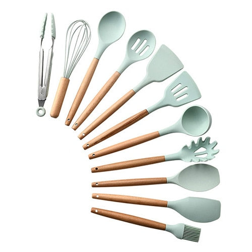 Silicone Kitchenware Cooking Utensils Set Heat Resistant Kitchen Non-Stick Cooking Utensils Baking Tools With Storage Box Tools - Cookinero