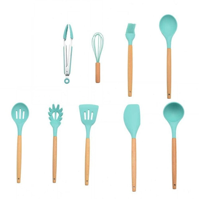Silicone Kitchenware Cooking Utensils Set Heat Resistant Kitchen Non-Stick Cooking Utensils Baking Tools With Storage Box Tools - Cookinero