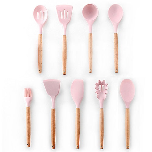 Silicone Kitchenware Cooking Utensils Set Heat Resistant Kitchen Non-Stick Cooking Utensils Baking Tools With Storage Box Tools - Cookinero