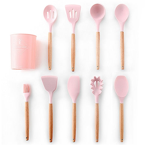 Silicone Kitchenware Cooking Utensils Set Heat Resistant Kitchen Non-Stick Cooking Utensils Baking Tools With Storage Box Tools - Cookinero