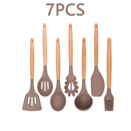 Silicone Kitchenware Cooking Utensils Set Heat Resistant Kitchen Non-Stick Cooking Utensils Baking Tools With Storage Box Tools - Cookinero