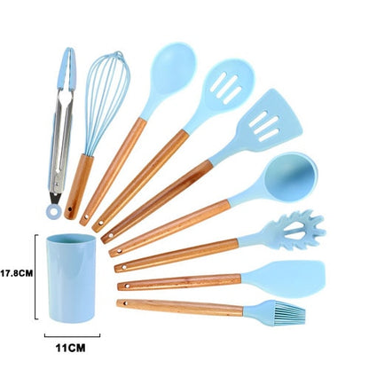 Silicone Kitchenware Cooking Utensils Set Heat Resistant Kitchen Non-Stick Cooking Utensils Baking Tools With Storage Box Tools - Cookinero