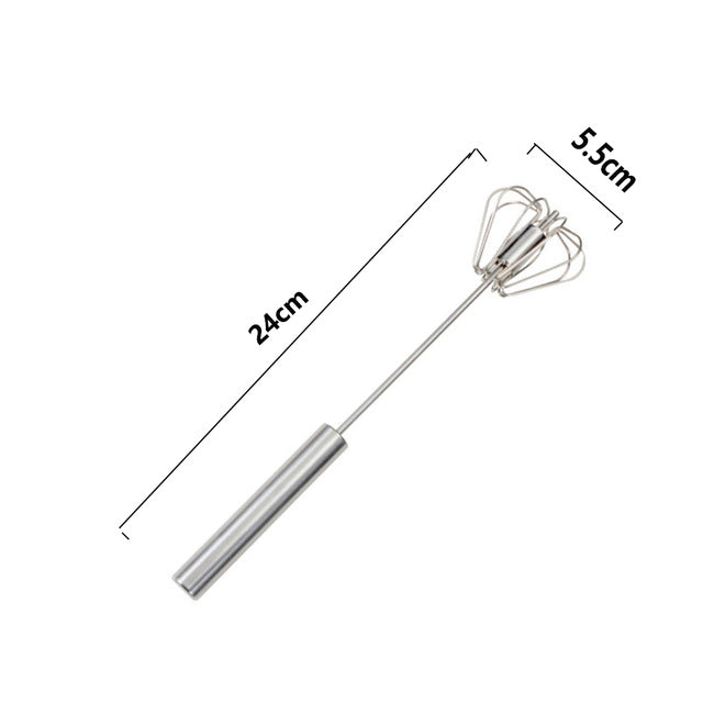 Semi-automatic Mixer Egg Beater Manual Self Turning Stainless Steel Whisk Hand Blender Egg Cream Stirring Kitchen Tools - Cookinero