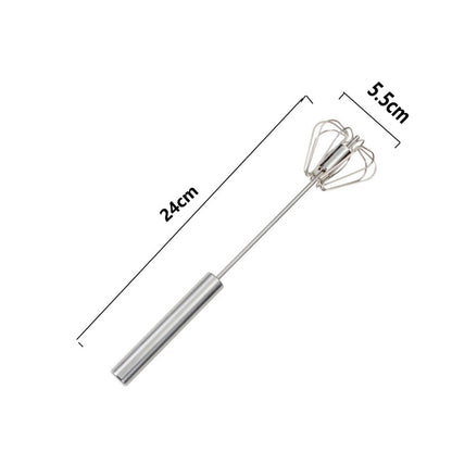 Semi-automatic Mixer Egg Beater Manual Self Turning Stainless Steel Whisk Hand Blender Egg Cream Stirring Kitchen Tools - Cookinero
