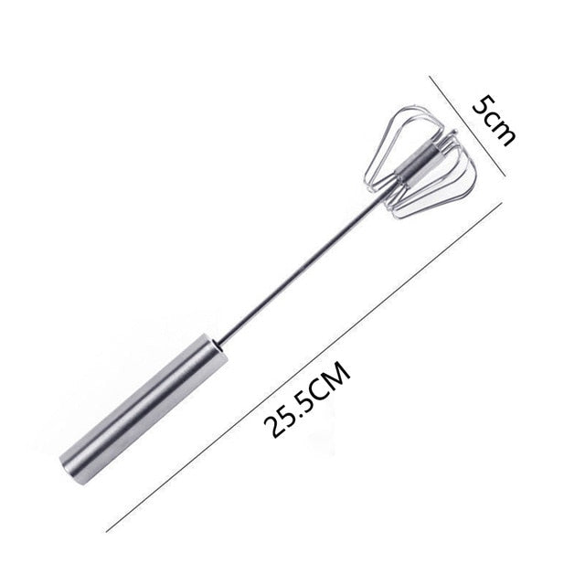 Semi-automatic Mixer Egg Beater Manual Self Turning Stainless Steel Whisk Hand Blender Egg Cream Stirring Kitchen Tools - Cookinero