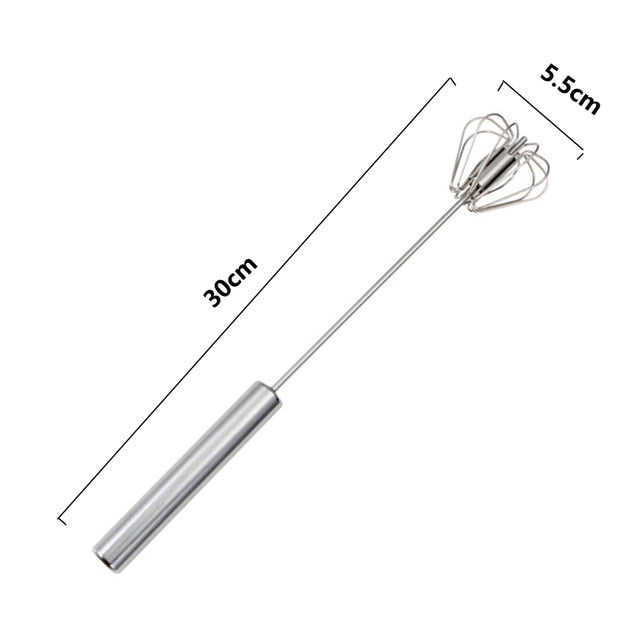 Semi-automatic Mixer Egg Beater Manual Self Turning Stainless Steel Whisk Hand Blender Egg Cream Stirring Kitchen Tools - Cookinero