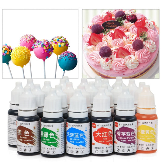 24 Colors Edible Pigment 10ML Food Coloring Healthy Safe Fondant Cake Decorating Tools Macaron Cream Cake Baking & Pastry Tools - Cookinero