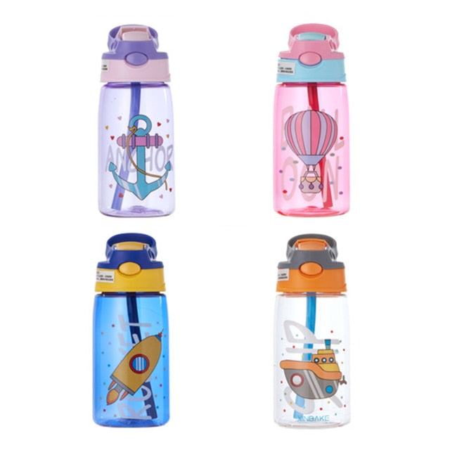 480ML Kids Water Cup Creative Cartoon Baby Feeding Cups With Straws Leakproof Water Bottles Outdoor Portable Children's Cups - Cookinero