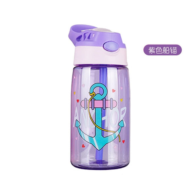 480ML Kids Water Cup Creative Cartoon Baby Feeding Cups With Straws Leakproof Water Bottles Outdoor Portable Children's Cups - Cookinero
