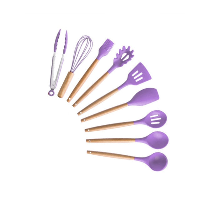 Silicone Kitchenware Cooking Utensils Set Heat Resistant Kitchen Non-Stick Cooking Utensils Baking Tools With Storage Box Tools - Cookinero