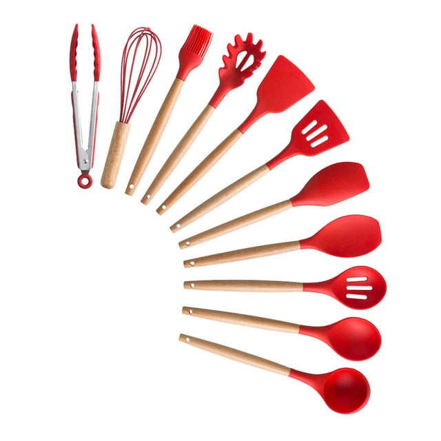 Silicone Kitchenware Cooking Utensils Set Heat Resistant Kitchen Non-Stick Cooking Utensils Baking Tools With Storage Box Tools - Cookinero
