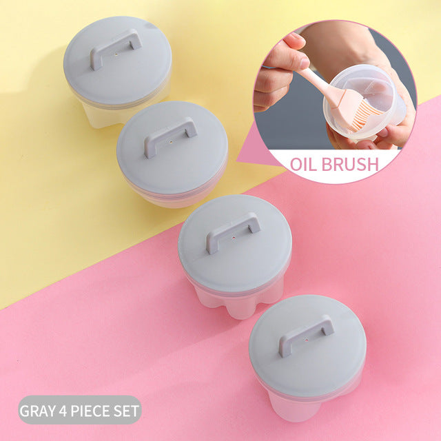 WORTHBUY 4 Pcs/Set Cute Egg Boiler Plastic Egg Poacher Set Kitchen Egg Cooker Tools Egg Mold Form With Lid Brush Pancake Maker - Cookinero