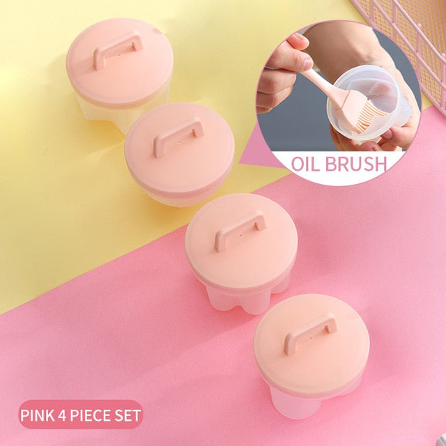 WORTHBUY 4 Pcs/Set Cute Egg Boiler Plastic Egg Poacher Set Kitchen Egg Cooker Tools Egg Mold Form With Lid Brush Pancake Maker - Cookinero