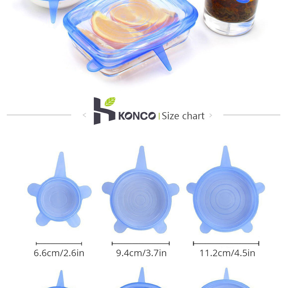 6pcs Silicone Cover Stretch Lids Reusable Airtight Food Wrap Covers Keeping Fresh Seal Bowl Stretchy Wrap Cover Kitchen Cookware - Cookinero