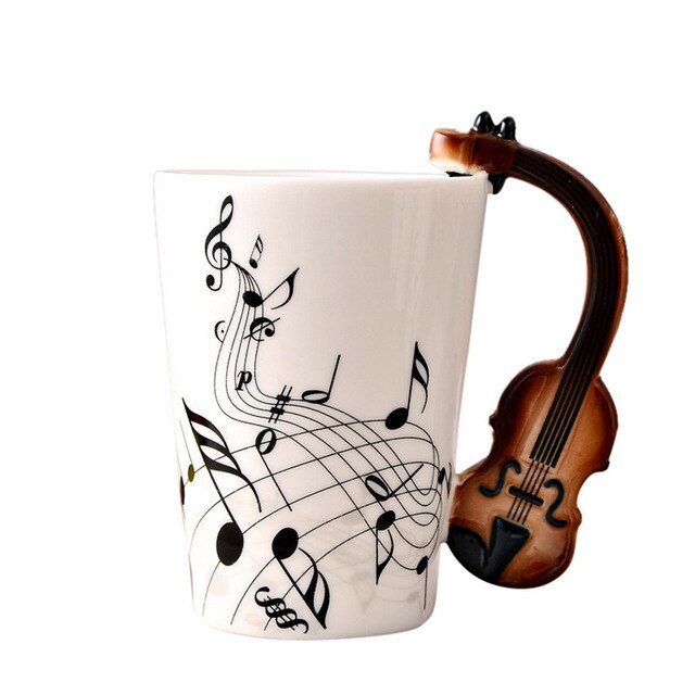 Hoomall 300ML Instrument Mug Handle Ceramic Coffe Mug Cup Musical Note Hot Mug Table Water Bottle Dinkware Kitchen Accessories - Cookinero