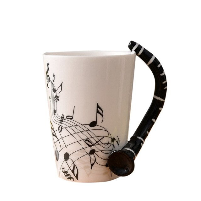 Hoomall 300ML Instrument Mug Handle Ceramic Coffe Mug Cup Musical Note Hot Mug Table Water Bottle Dinkware Kitchen Accessories - Cookinero