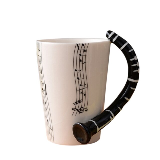 Hoomall 300ML Instrument Mug Handle Ceramic Coffe Mug Cup Musical Note Hot Mug Table Water Bottle Dinkware Kitchen Accessories - Cookinero
