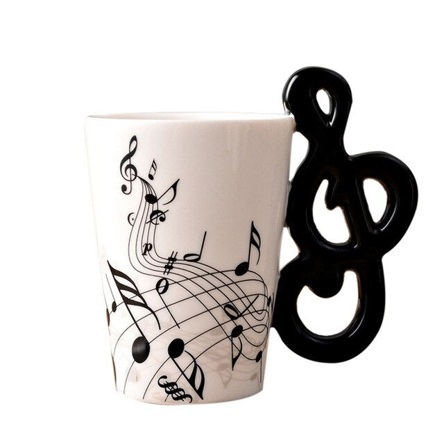 Hoomall 300ML Instrument Mug Handle Ceramic Coffe Mug Cup Musical Note Hot Mug Table Water Bottle Dinkware Kitchen Accessories - Cookinero