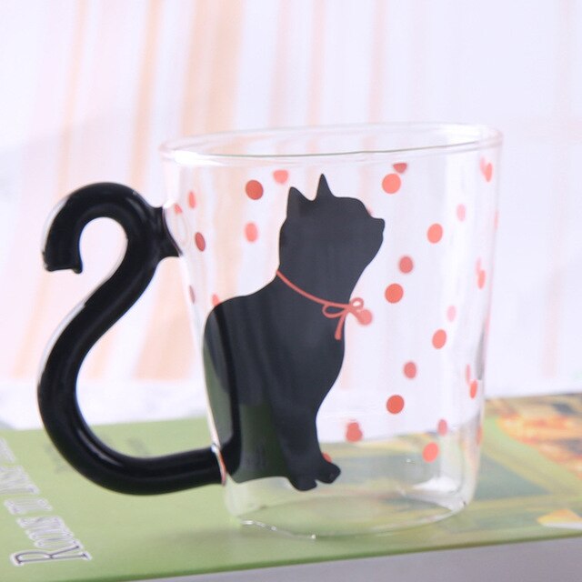 Hoomall 300ML Cute Glass Mug With Musical Note Cats Lovely Handle Milk Coffe Mug Kitchen Water Bottle Kettle For Love Couples - Cookinero