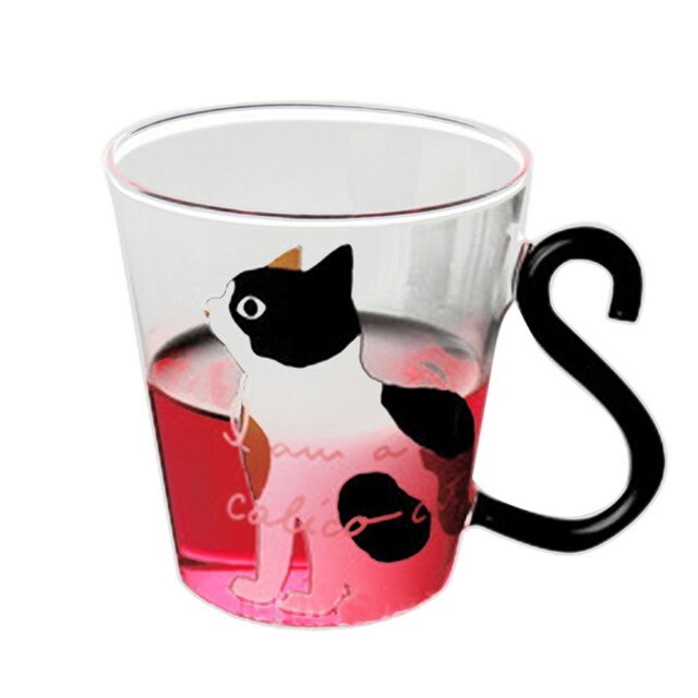 Hoomall 300ML Cute Glass Mug With Musical Note Cats Lovely Handle Milk Coffe Mug Kitchen Water Bottle Kettle For Love Couples - Cookinero