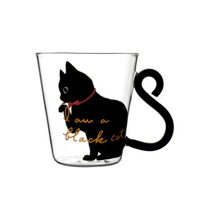Hoomall 300ML Cute Glass Mug With Musical Note Cats Lovely Handle Milk Coffe Mug Kitchen Water Bottle Kettle For Love Couples - Cookinero